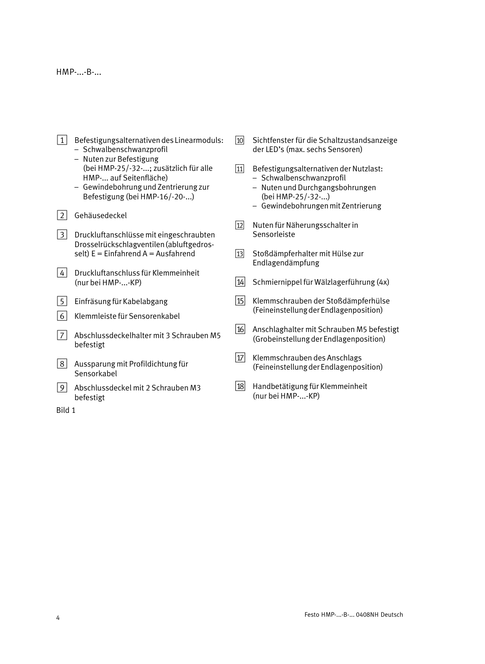 Festo Линейные модули HMP User Manual | Page 4 / 56