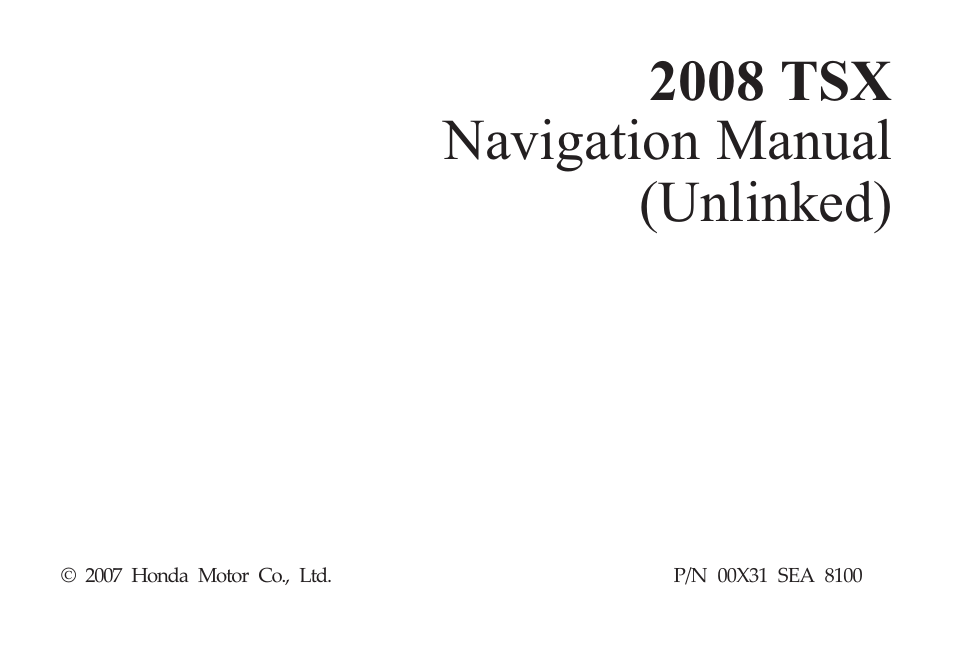 Acura 2008 TSX User Manual | 138 pages