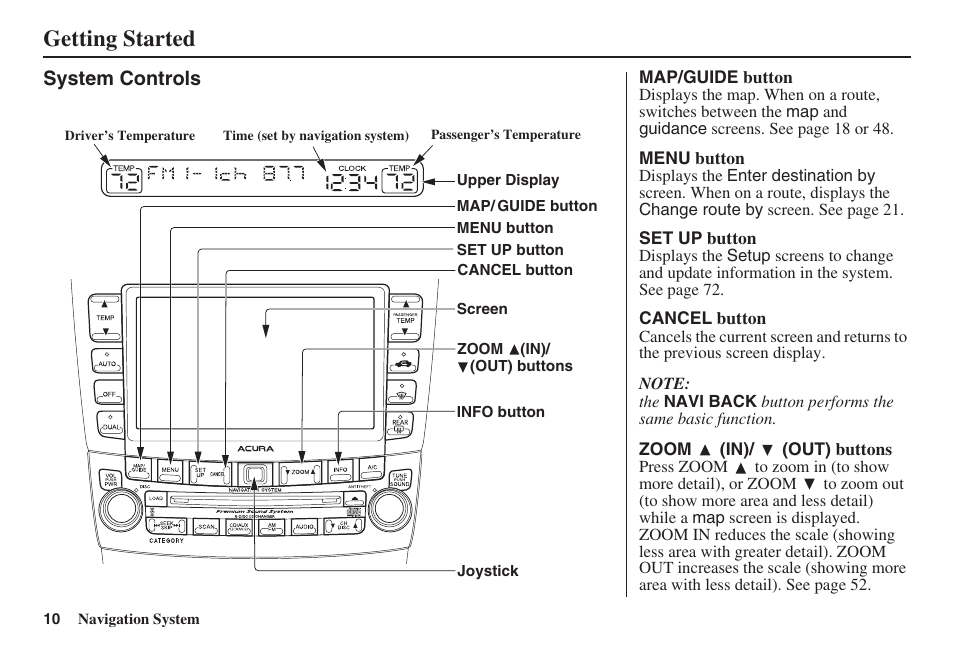 Getting started | Acura 2008 TSX User Manual | Page 11 / 138