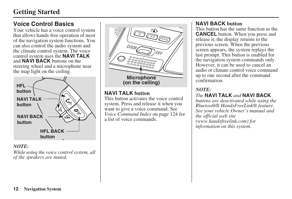 Getting started | Acura 2008 TSX User Manual | Page 13 / 138