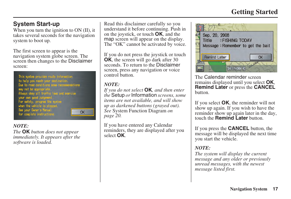 Getting started | Acura 2008 TSX User Manual | Page 18 / 138