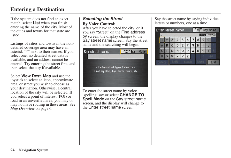 Entering a destination | Acura 2008 TSX User Manual | Page 25 / 138