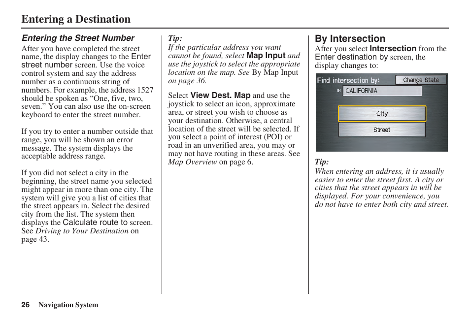 Entering a destination | Acura 2008 TSX User Manual | Page 27 / 138