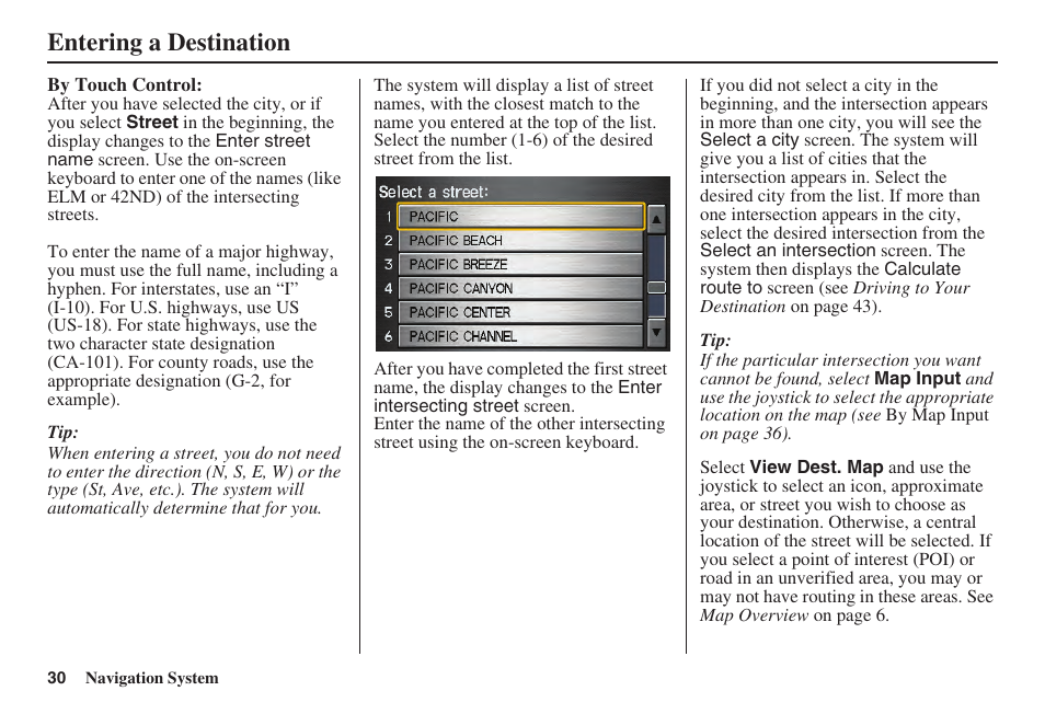 Entering a destination | Acura 2008 TSX User Manual | Page 31 / 138