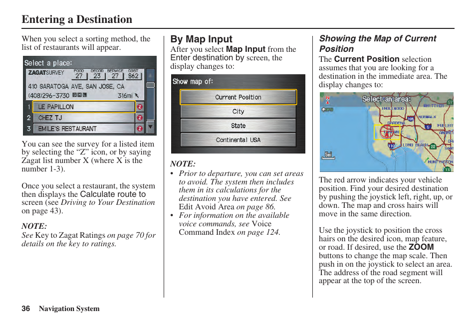 Entering a destination | Acura 2008 TSX User Manual | Page 37 / 138