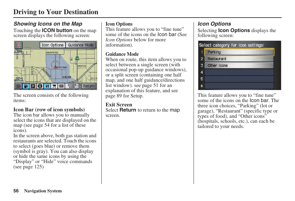 Driving to your destination | Acura 2008 TSX User Manual | Page 57 / 138