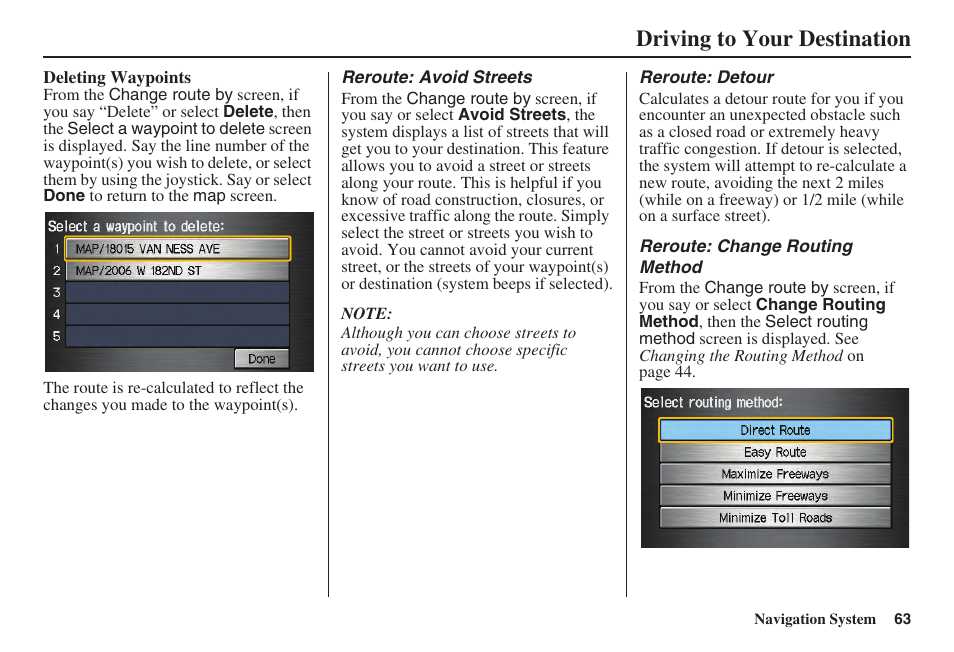 Driving to your destination | Acura 2008 TSX User Manual | Page 64 / 138