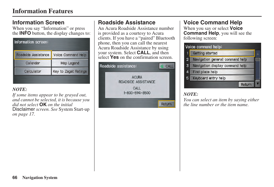 Information features | Acura 2008 TSX User Manual | Page 67 / 138