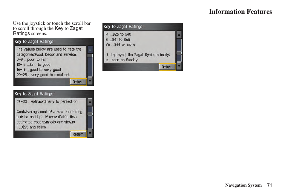 Information features | Acura 2008 TSX User Manual | Page 72 / 138