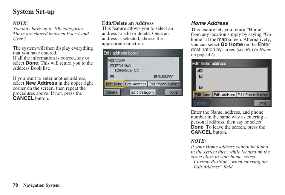 System set-up | Acura 2008 TSX User Manual | Page 79 / 138