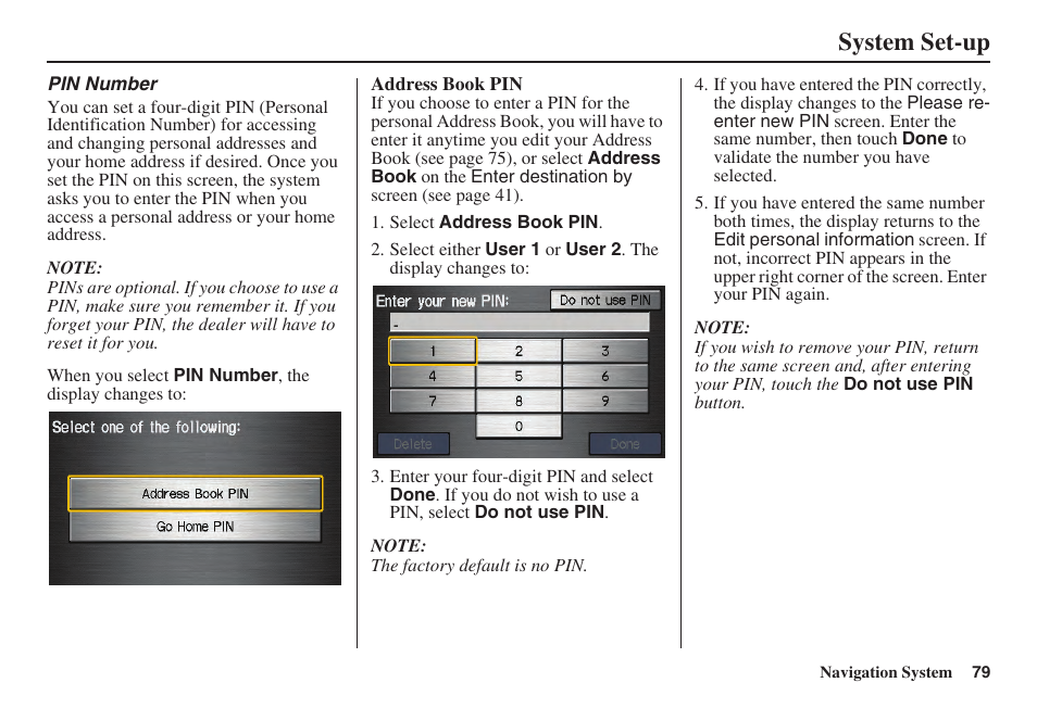 System set-up | Acura 2008 TSX User Manual | Page 80 / 138