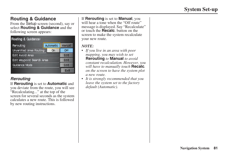 System set-up | Acura 2008 TSX User Manual | Page 82 / 138