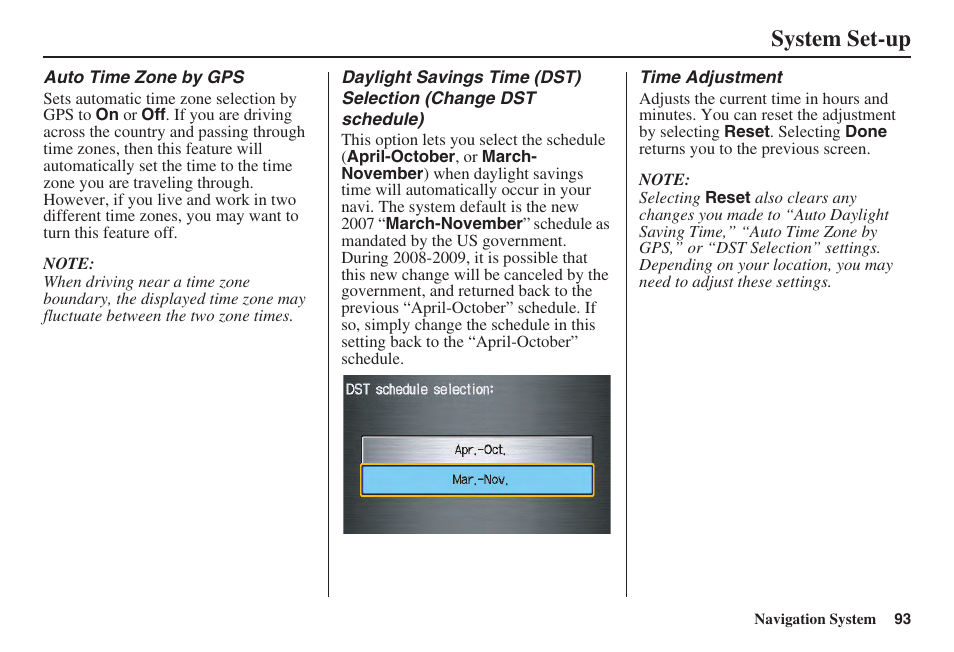 System set-up | Acura 2008 TSX User Manual | Page 94 / 138