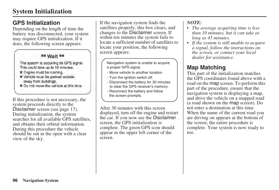 System initialization | Acura 2008 TSX User Manual | Page 97 / 138