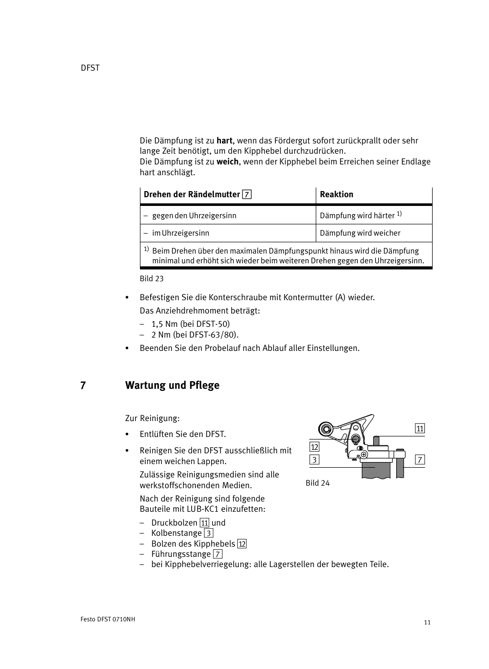 7 wartung und pflege, 7wartung und pflege | Festo Cтопорный цилиндр DFST User Manual | Page 11 / 76