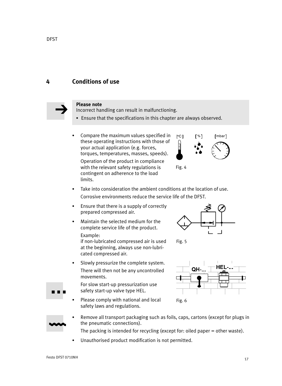 4 conditions of use, 4conditions of use | Festo Cтопорный цилиндр DFST User Manual | Page 17 / 76