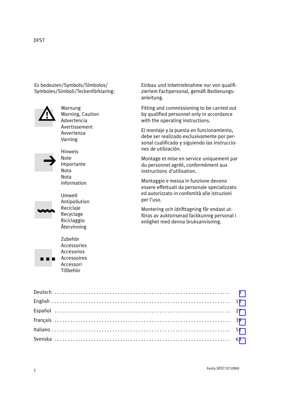 Festo Cтопорный цилиндр DFST User Manual | Page 2 / 76