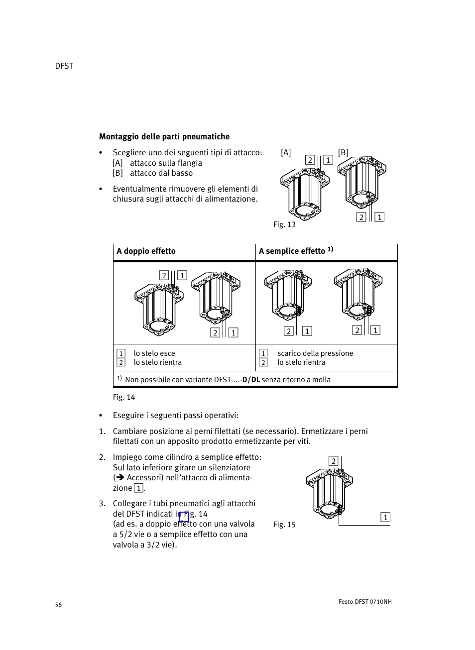 Montaggio delle parti pneumatiche | Festo Cтопорный цилиндр DFST User Manual | Page 56 / 76