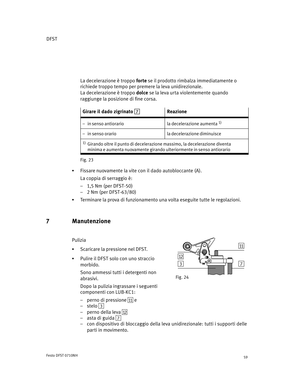 7 manutenzione, 7manutenzione | Festo Cтопорный цилиндр DFST User Manual | Page 59 / 76
