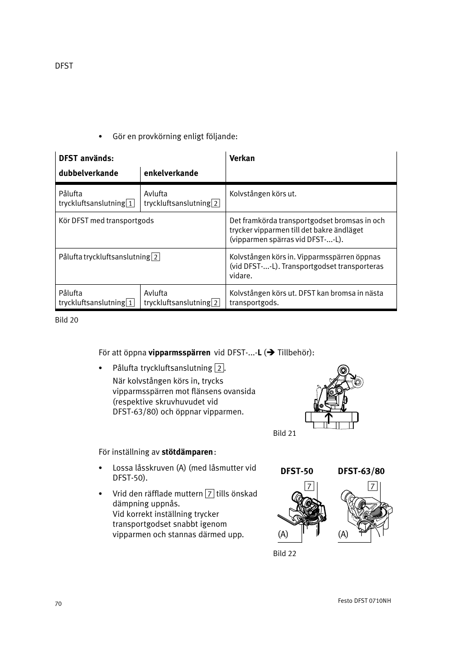 För inställning av stötdämparen | Festo Cтопорный цилиндр DFST User Manual | Page 70 / 76