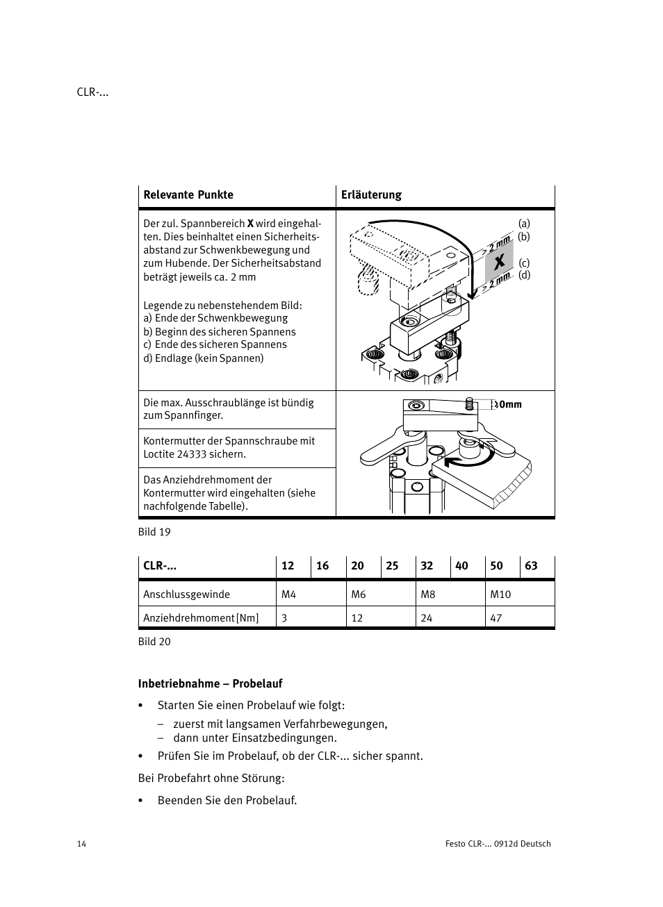 Inbetriebnahme ć probelauf | Festo Линейно-поворотный зажим CLR User Manual | Page 14 / 100