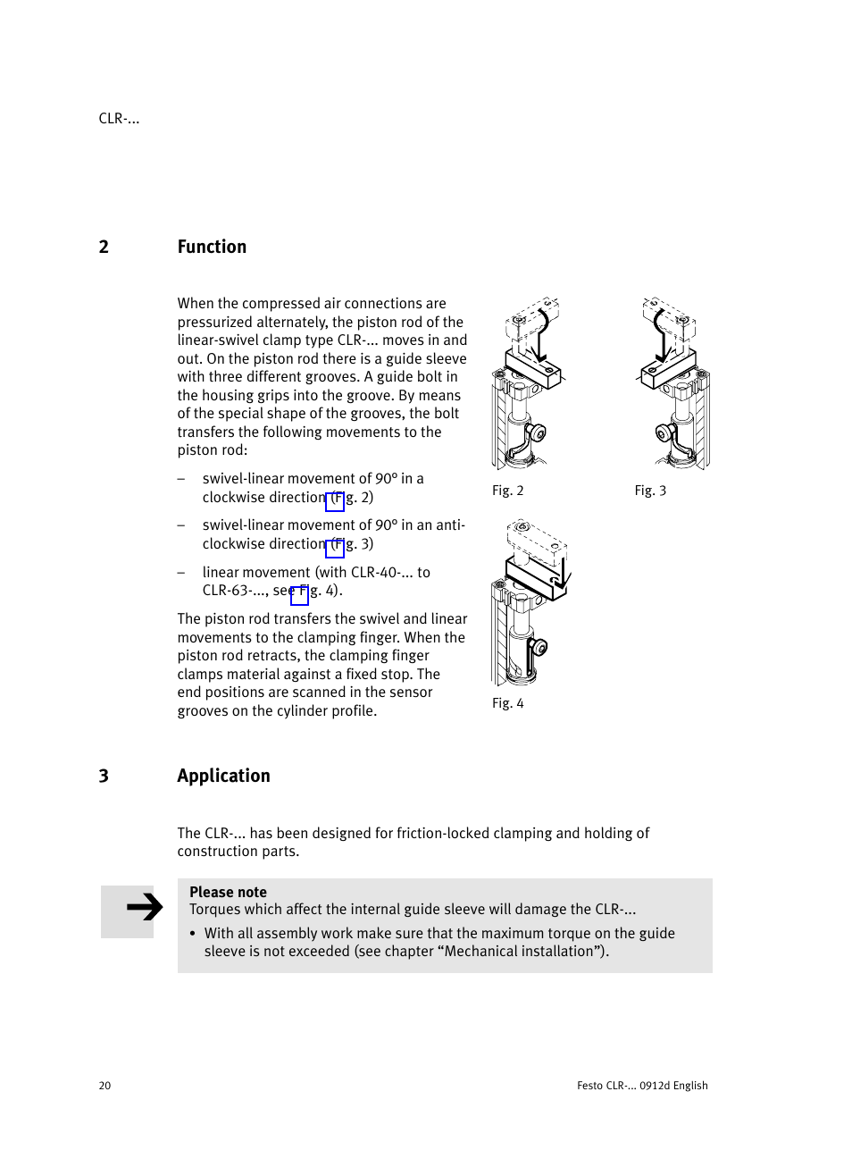 2 function, 3 application, 2function | 3application | Festo Линейно-поворотный зажим CLR User Manual | Page 20 / 100