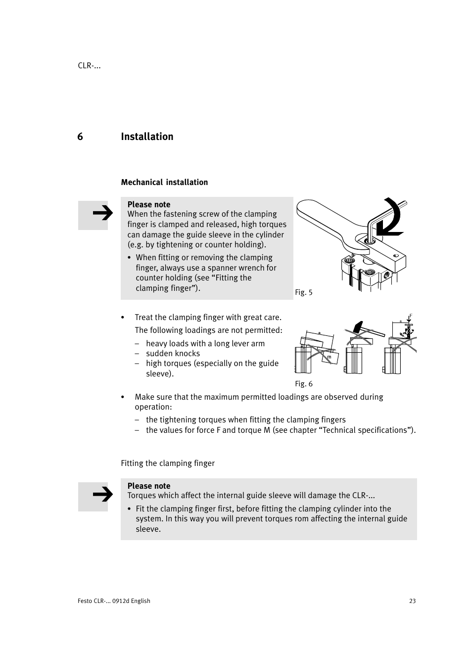 6 installation, Mechanical installation, 6installation | Festo Линейно-поворотный зажим CLR User Manual | Page 23 / 100