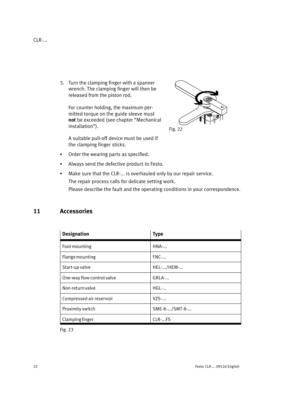 11 accessories | Festo Линейно-поворотный зажим CLR User Manual | Page 32 / 100