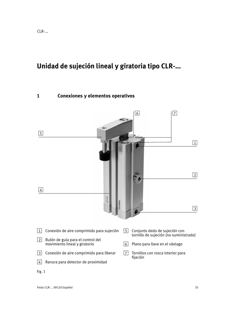 1 conexiones y elementos operativos, Español | Festo Линейно-поворотный зажим CLR User Manual | Page 35 / 100