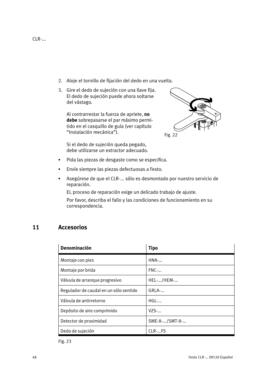 11 accesorios | Festo Линейно-поворотный зажим CLR User Manual | Page 48 / 100