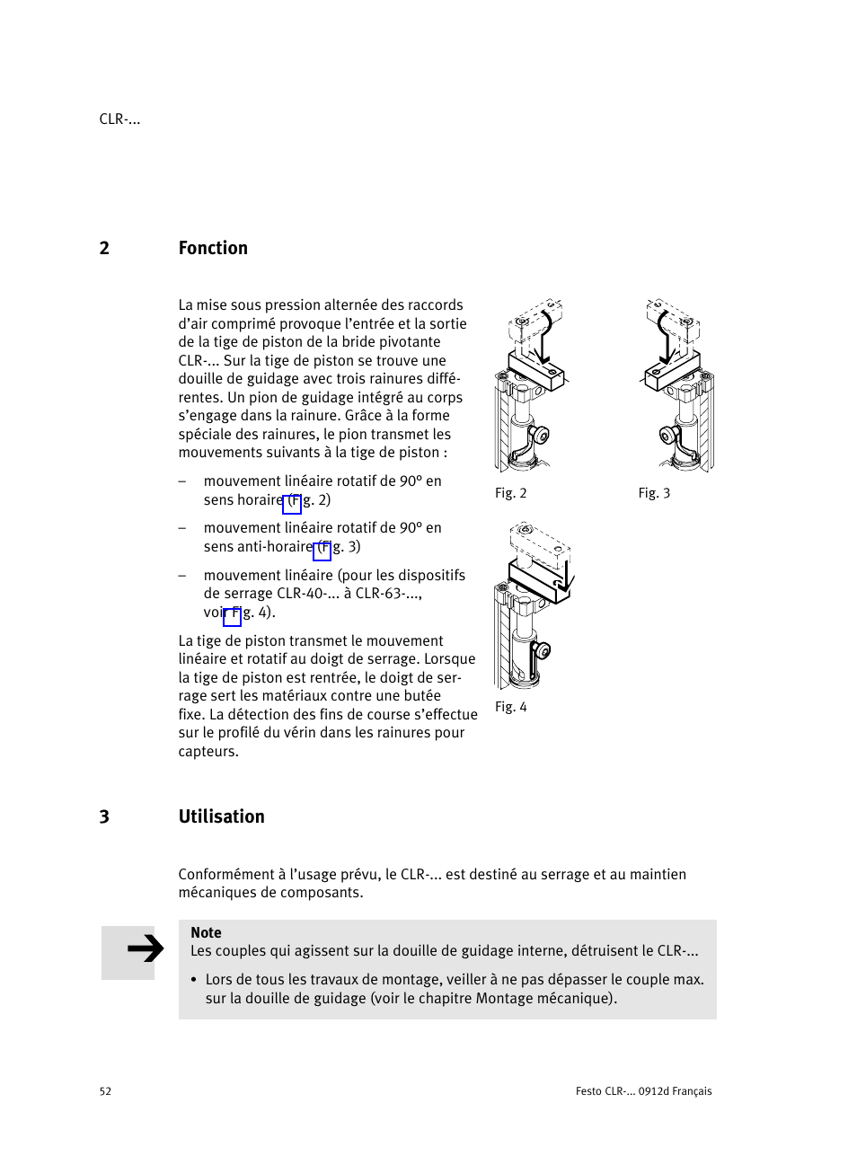 2 fonction, 3 utilisation, 2fonction | 3utilisation | Festo Линейно-поворотный зажим CLR User Manual | Page 52 / 100