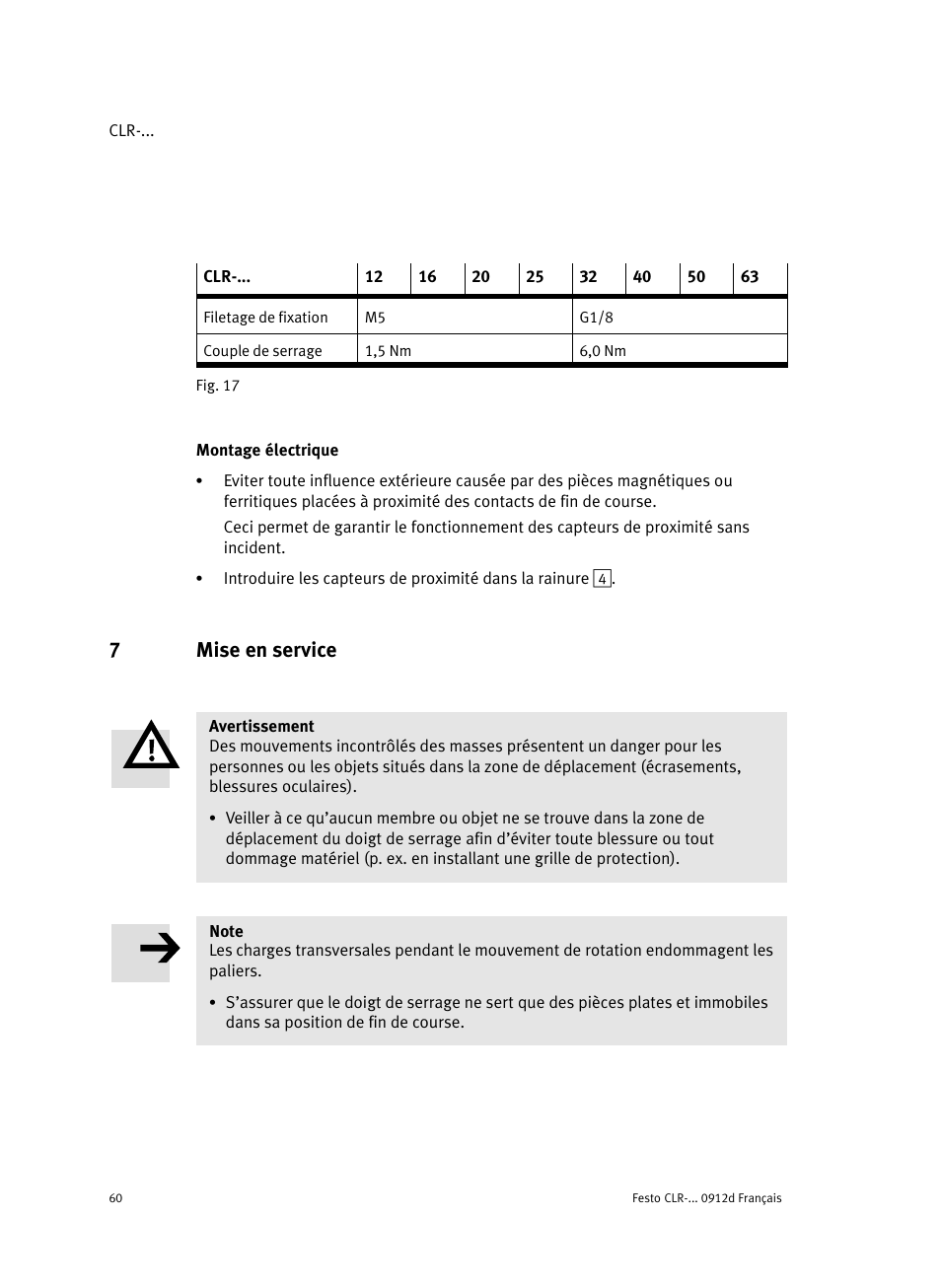 Montage électrique, 7 mise en service, 7mise en service | Festo Линейно-поворотный зажим CLR User Manual | Page 60 / 100