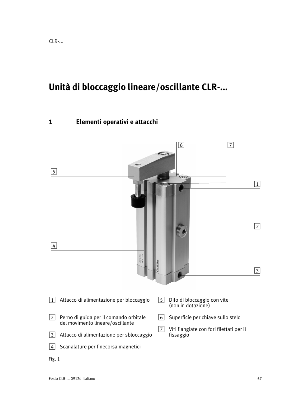 1 elementi operativi e attacchi, Italiano | Festo Линейно-поворотный зажим CLR User Manual | Page 67 / 100