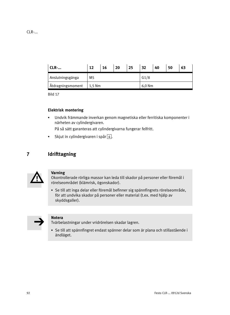 Elektrisk montering, 7 idrifttagning, 7idrifttagning | Festo Линейно-поворотный зажим CLR User Manual | Page 92 / 100
