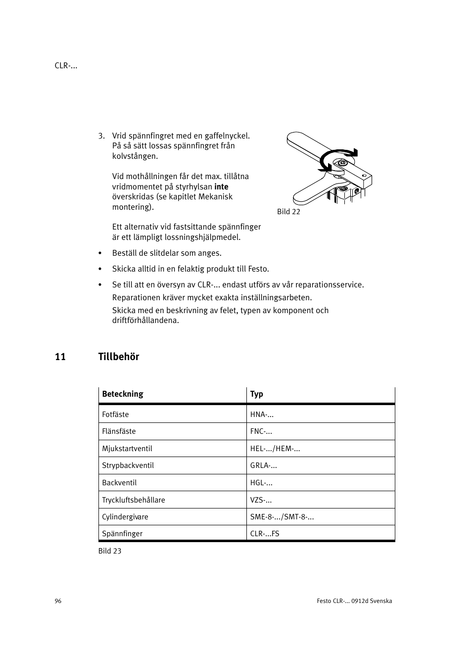 11 tillbehör | Festo Линейно-поворотный зажим CLR User Manual | Page 96 / 100