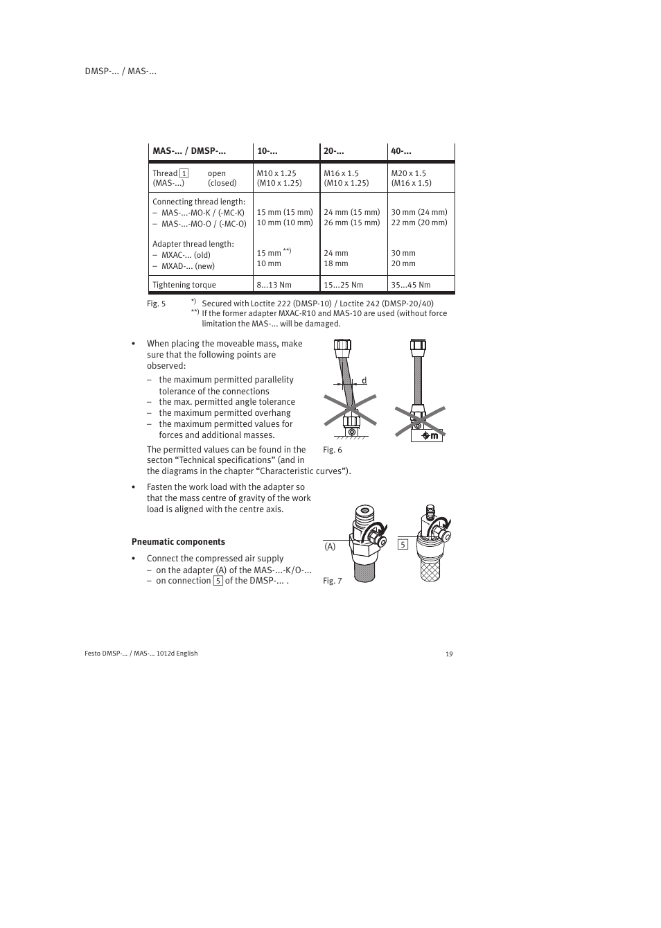 Pneumatic components | Festo Пневматический мускул MAS User Manual | Page 19 / 80