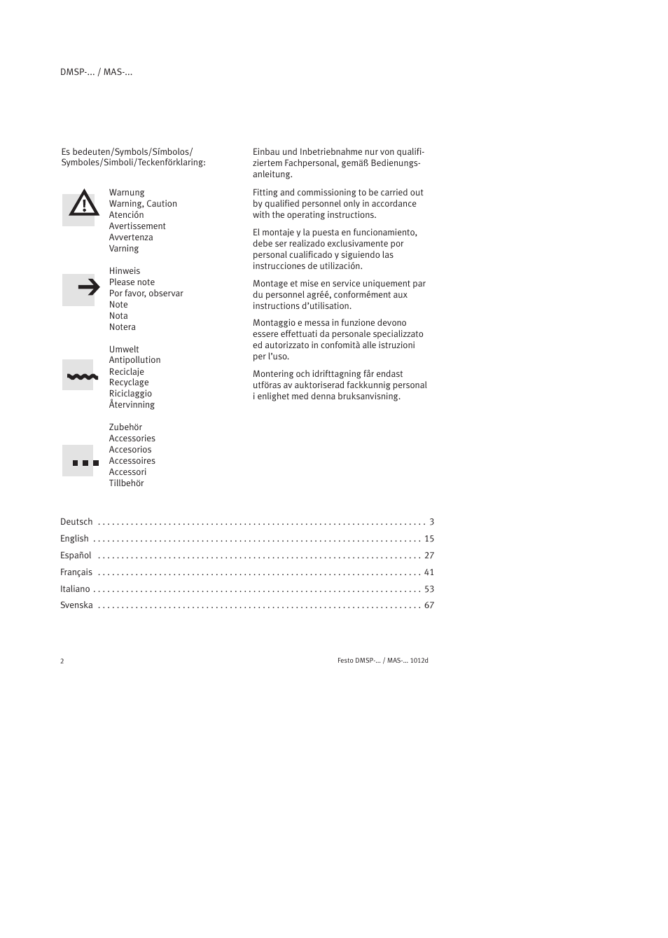 Festo Пневматический мускул MAS User Manual | Page 2 / 80