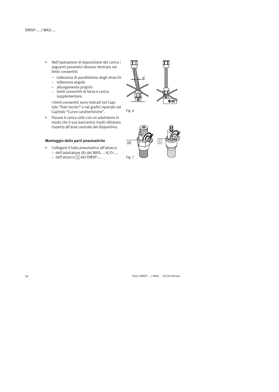 Montaggio delle parti pneumatiche | Festo Пневматический мускул MAS User Manual | Page 58 / 80