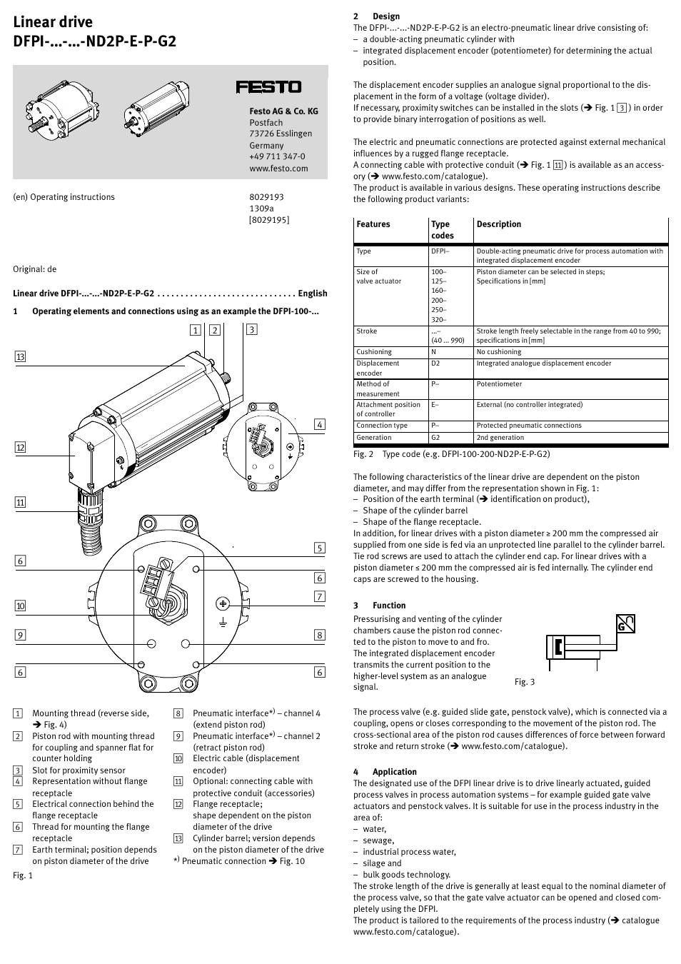 Festo Линейный привод с датчиком перемещения DFPI User Manual | 4 pages