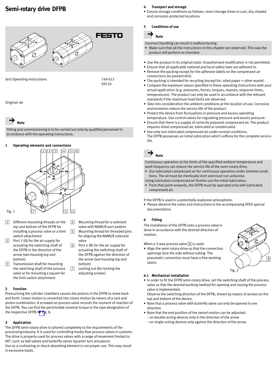 Semi−rotary drive dfpb | Festo Неполноповоротный привод DFPB User Manual | Page 4 / 18