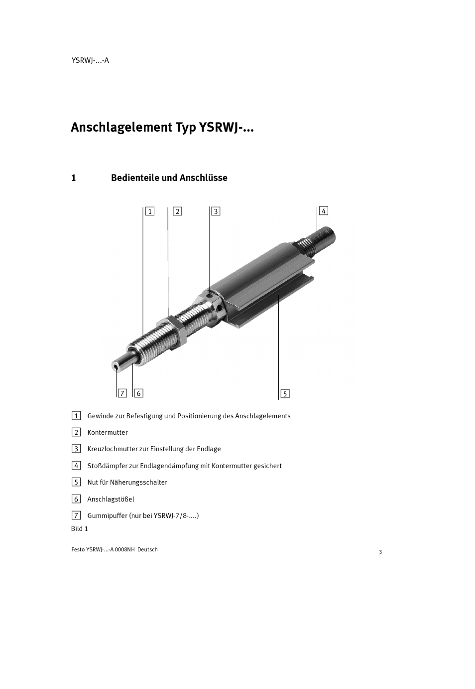 Anschlagelement typ ysrwj-... eutsch | Festo Амортизаторы YSRWJ User Manual | Page 3 / 64