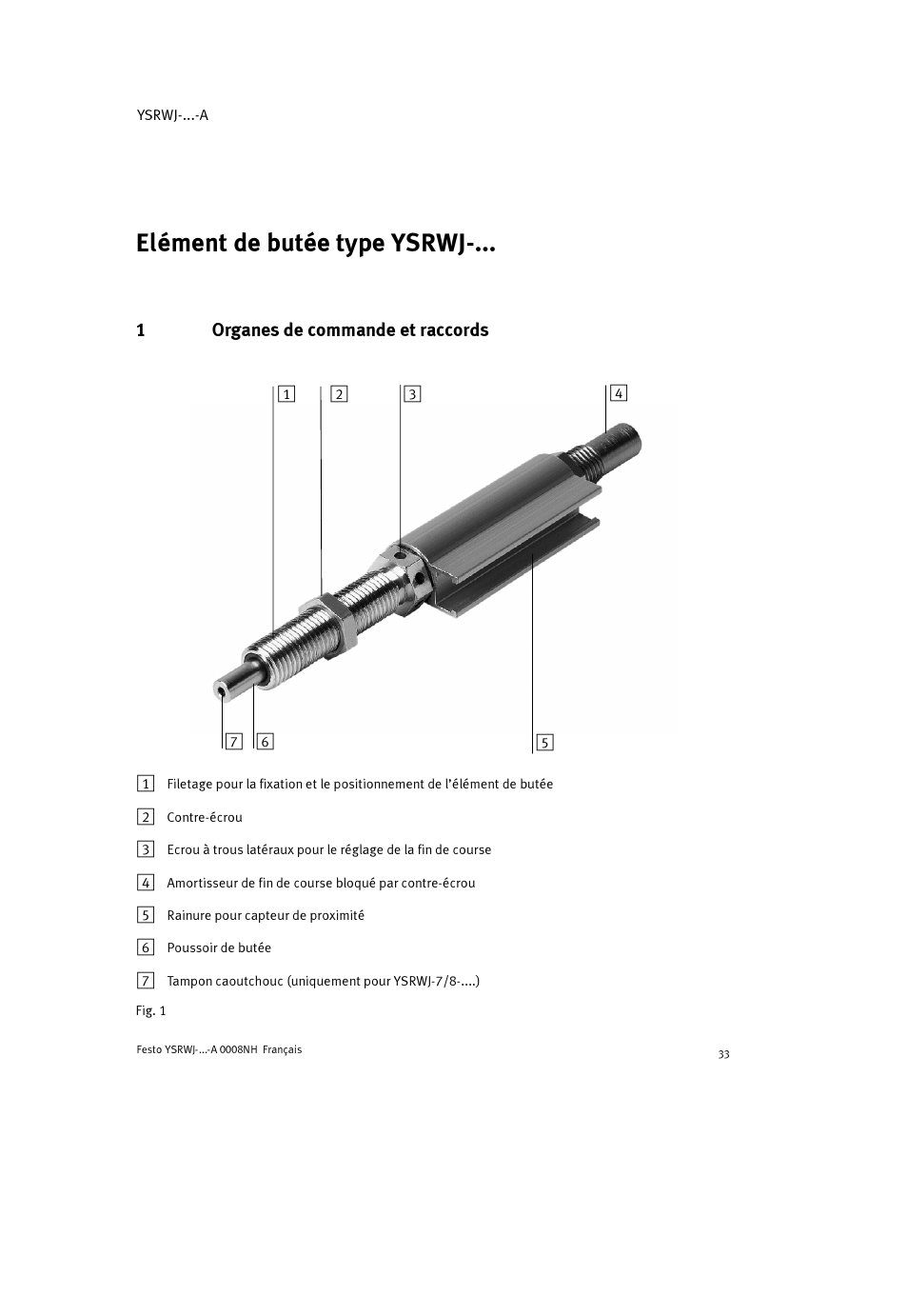 Elément de butée type ysrwj-... francais | Festo Амортизаторы YSRWJ User Manual | Page 33 / 64