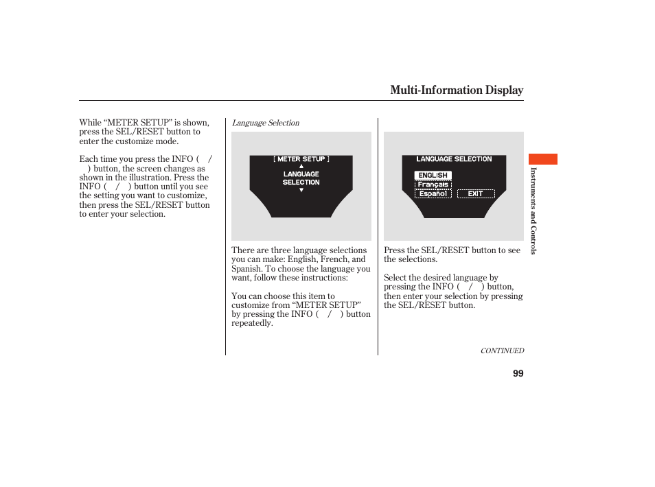 Multi-information display | Acura 2009 Accord Sedan User Manual | Page 105 / 650