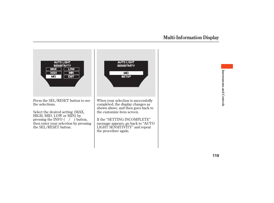 Multi-information display | Acura 2009 Accord Sedan User Manual | Page 125 / 650