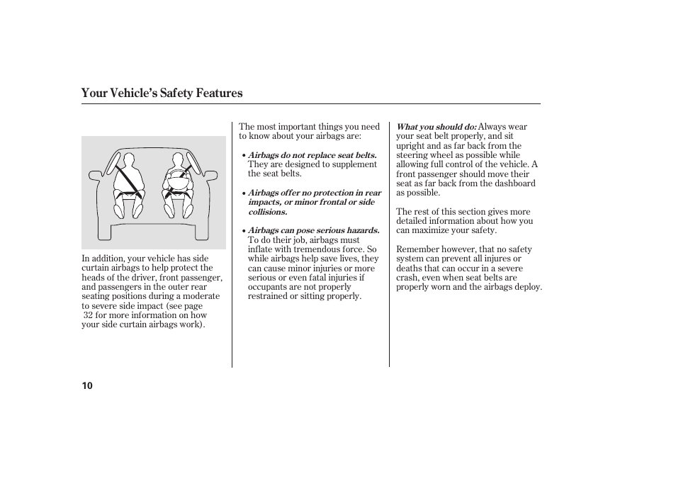 Your vehicle’s safety features | Acura 2009 Accord Sedan User Manual | Page 16 / 650