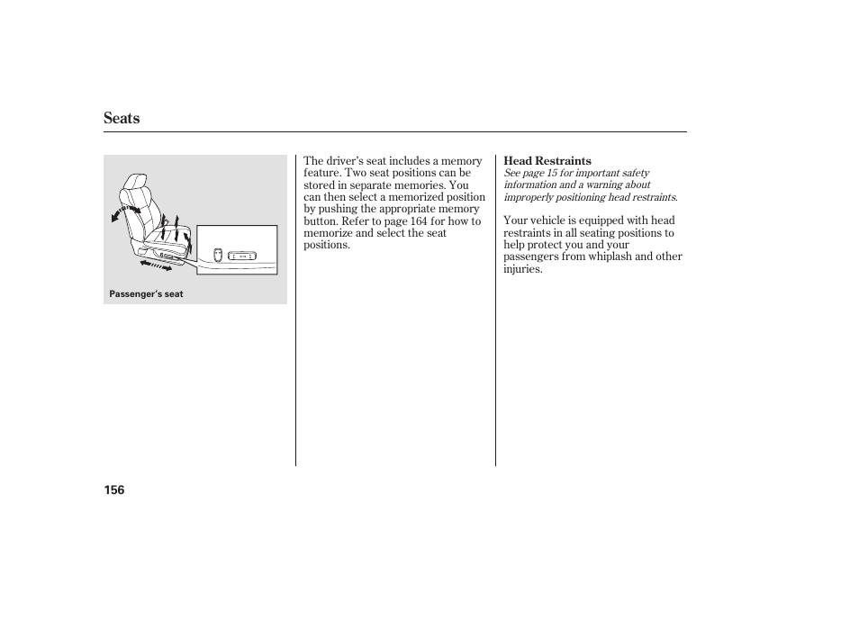 Seats | Acura 2009 Accord Sedan User Manual | Page 162 / 650