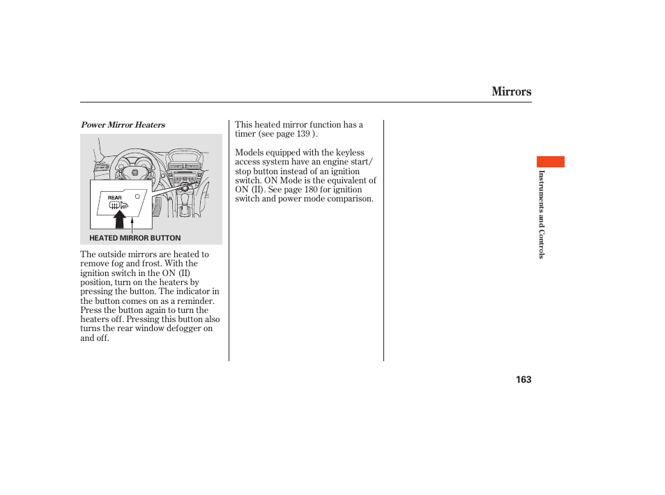 Mirrors | Acura 2009 Accord Sedan User Manual | Page 169 / 650