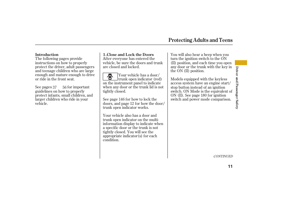 Protecting adults and teens | Acura 2009 Accord Sedan User Manual | Page 17 / 650