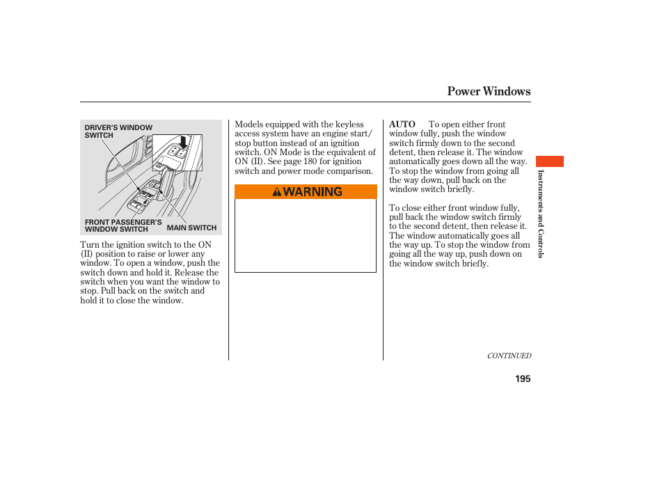 Power windows | Acura 2009 Accord Sedan User Manual | Page 201 / 650