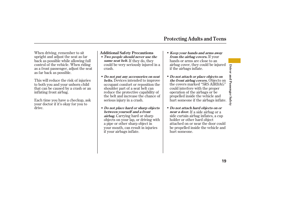 Protecting adults and teens | Acura 2009 Accord Sedan User Manual | Page 25 / 650